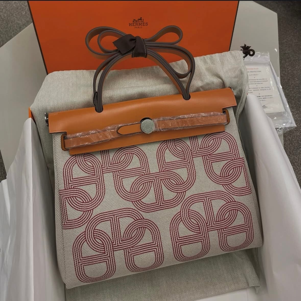 Sac Fames « Ancre » — Toile écru & motif chaîne rouge
