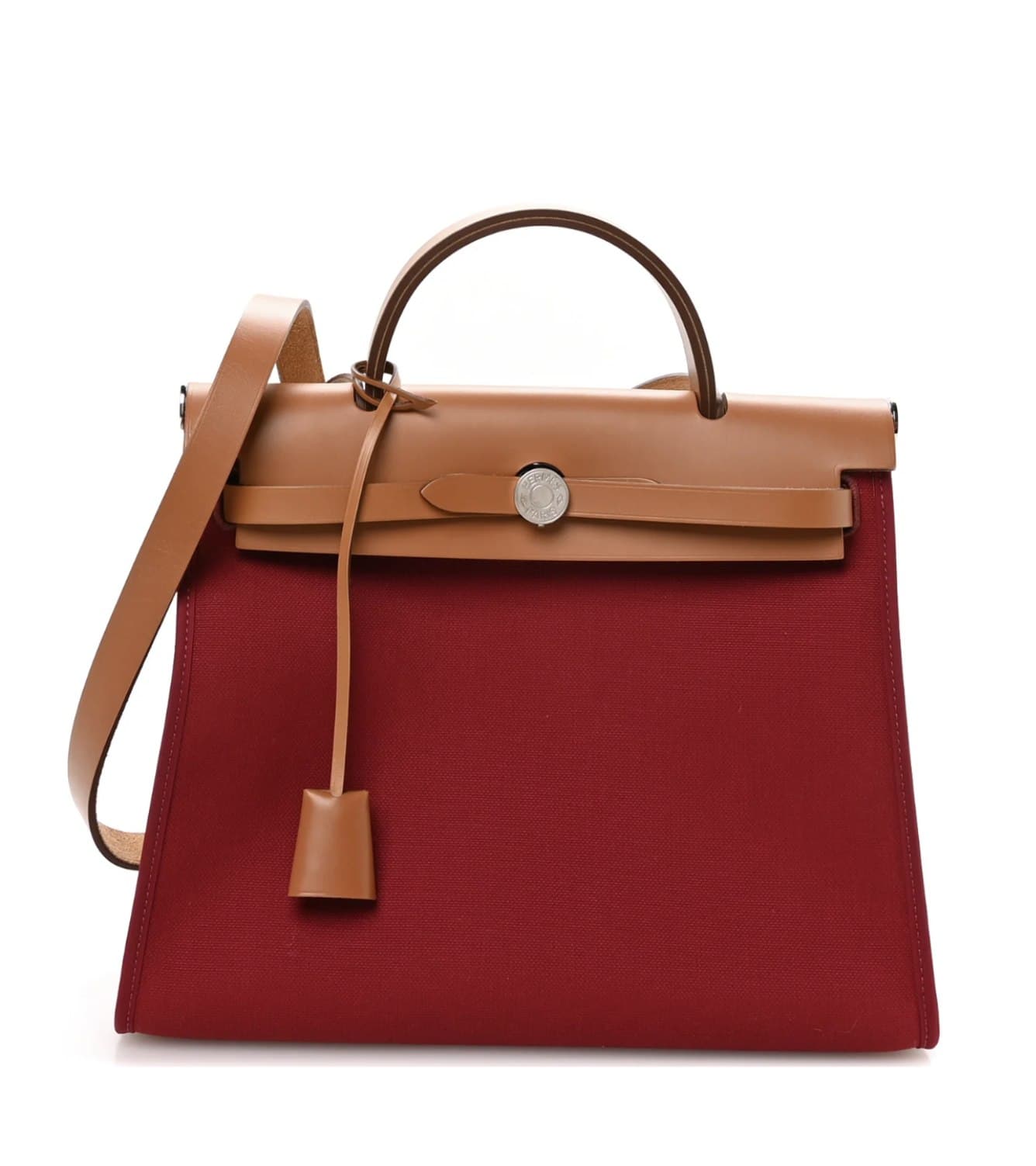 Sac Fames « Grenat » — Toile bordeaux & cuir naturel