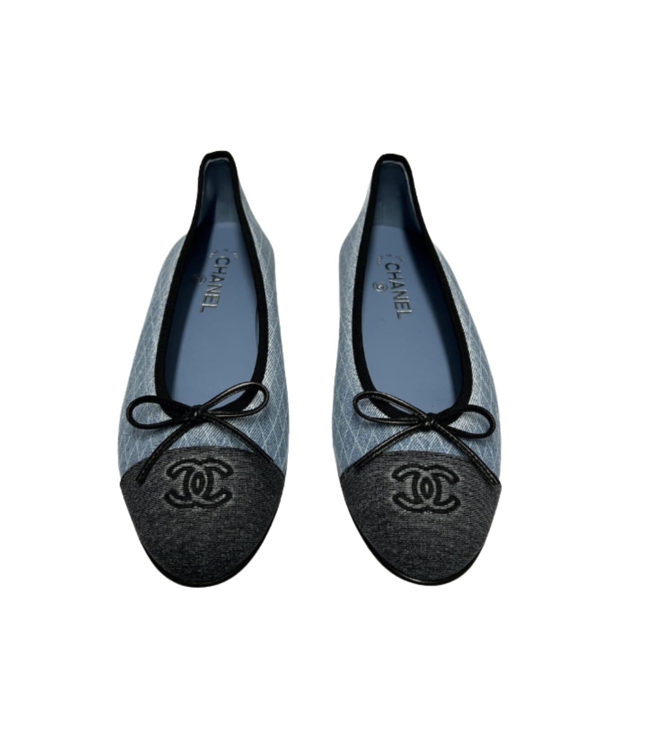 Chanel Ballet Flats — Blue denim & black toe