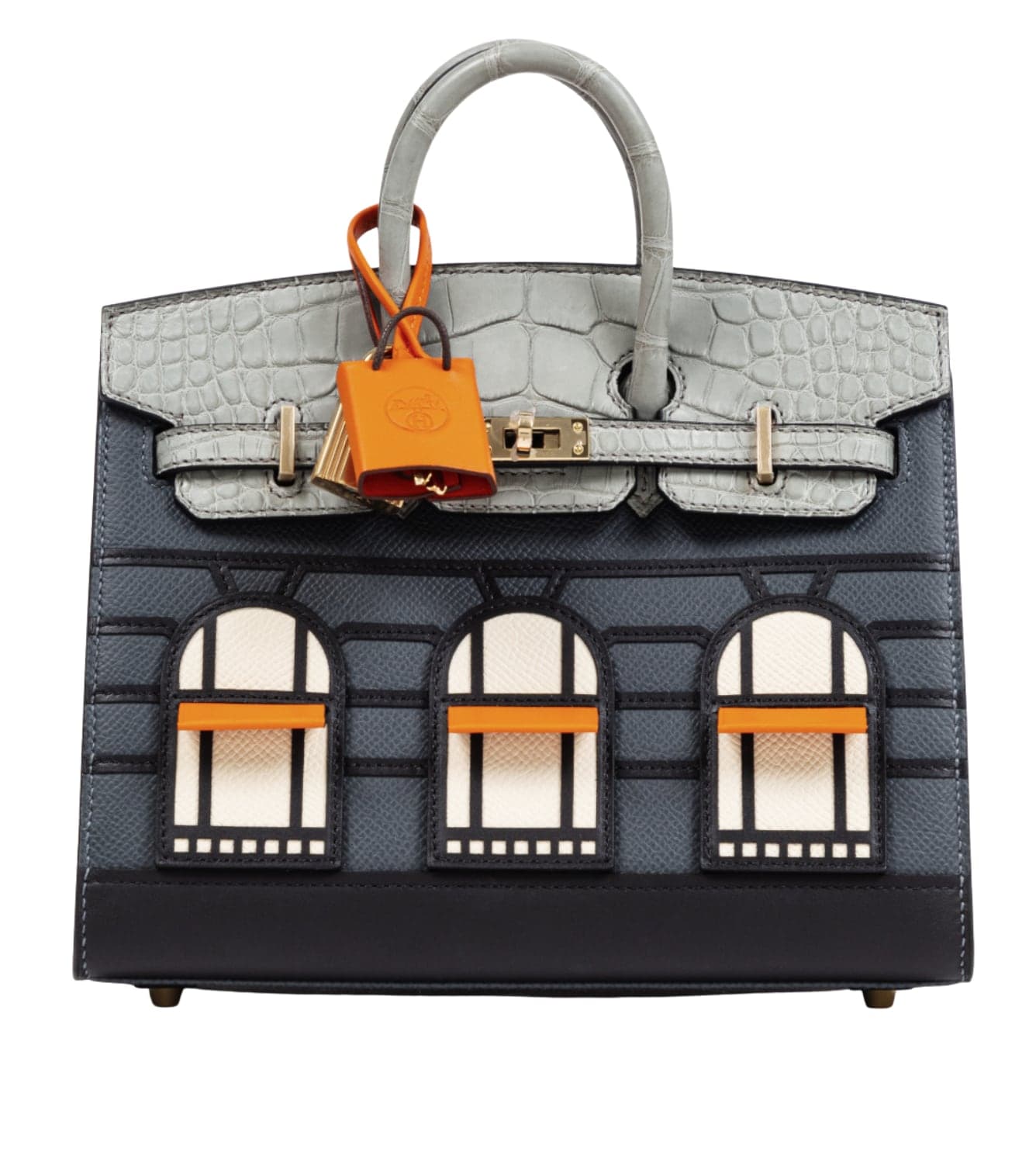 Hermès Birkin Sellier 20 "Faubourg" — Croco façade & midnight-blue epsom